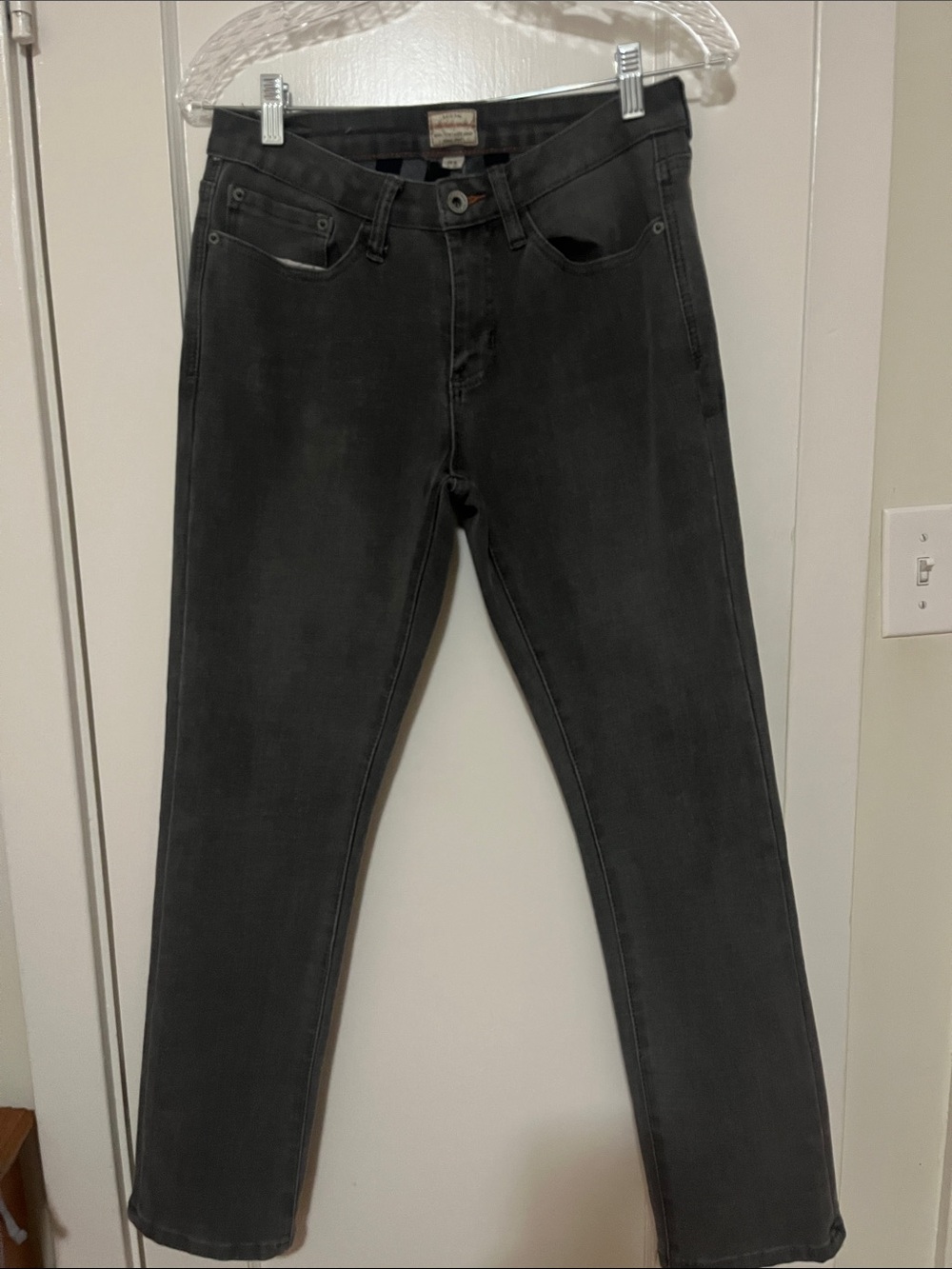 Weatherproof Women's Slim Straight Flannel Lined Jeans in Charcoal Black